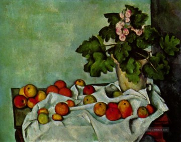 Stillleben mit Früchten Geranien Auf Paul Cezanne Ölgemälde